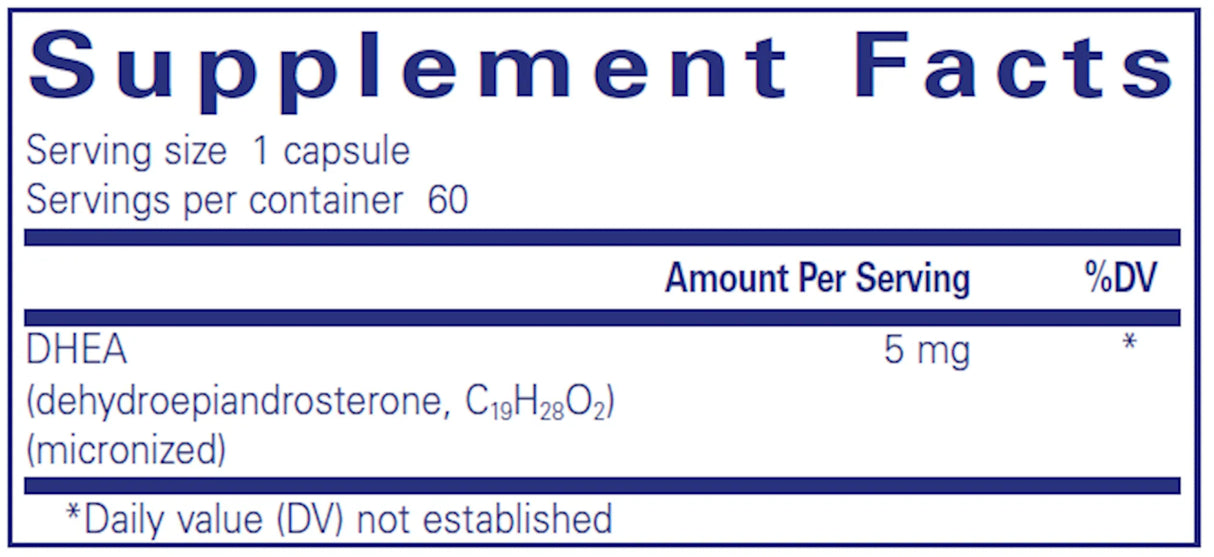 DHEA (micronized) 5mg by Pure Encapsulations Supplement Facts