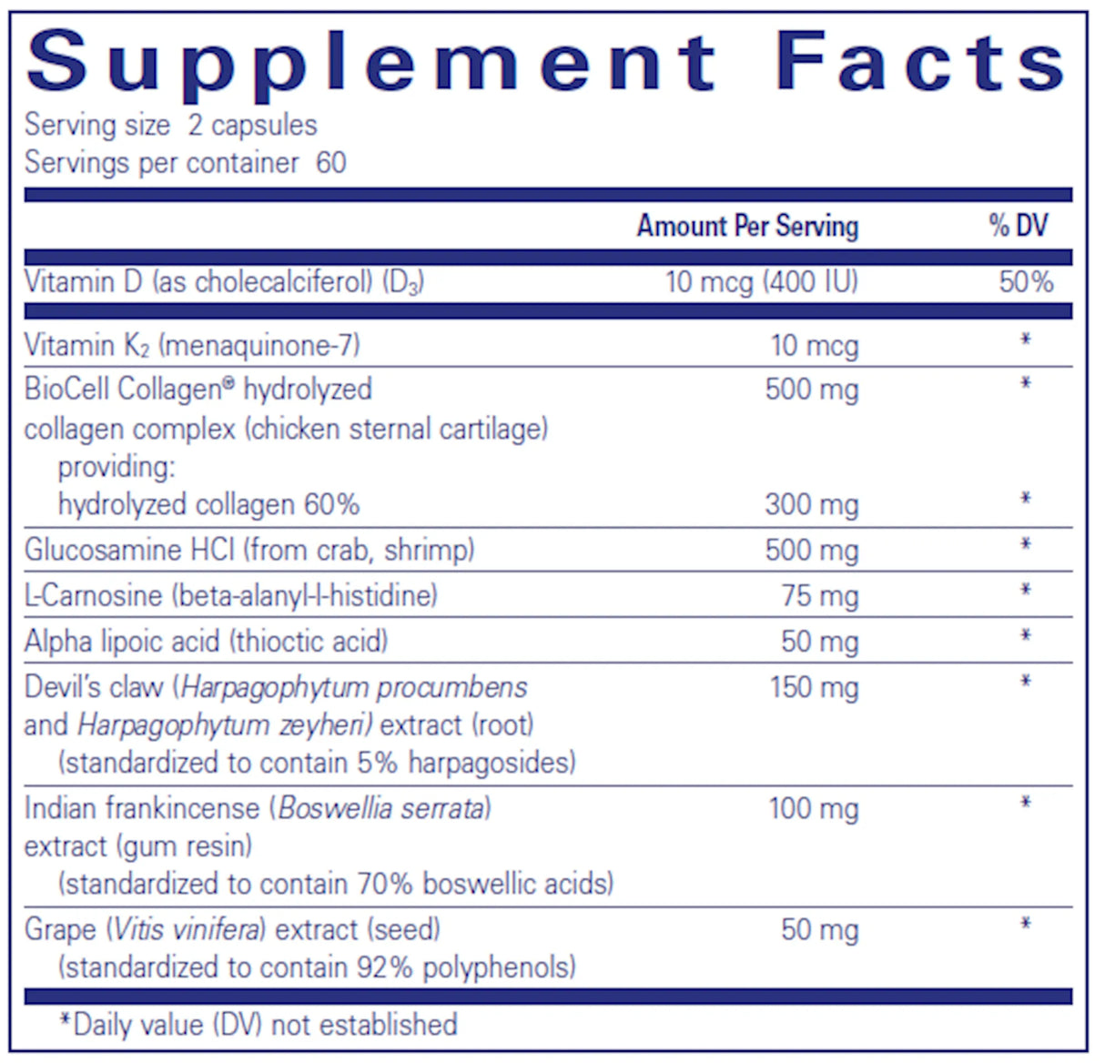 Disc-Flex by Pure Encapsulations Supplement Facts