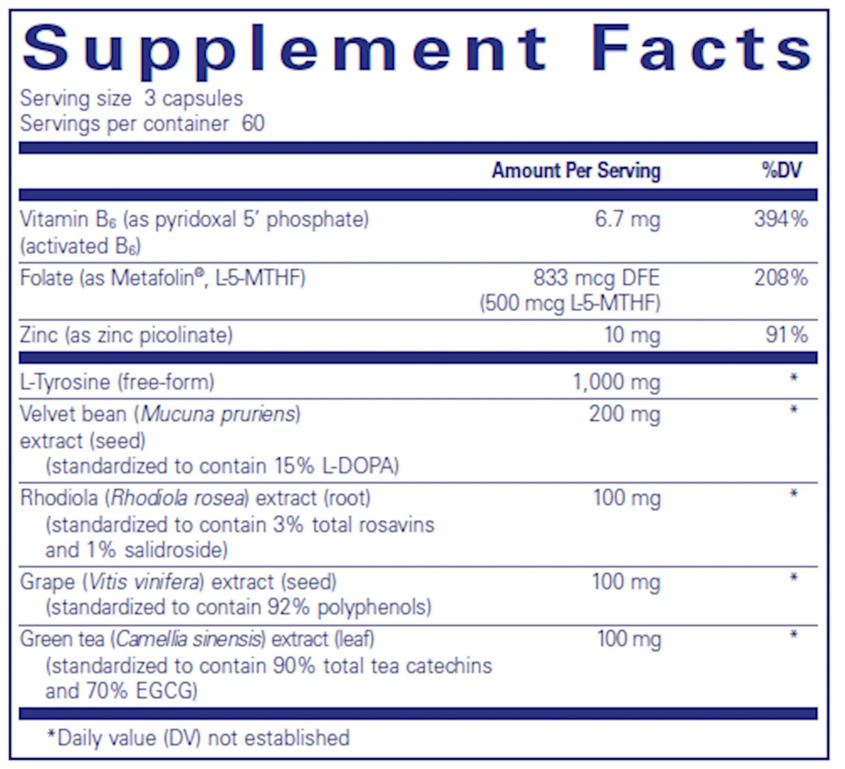 DopaPlus by Pure Encapsulations Supplement Facts