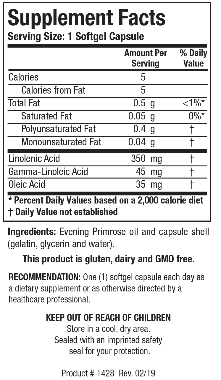 Evening Primrose Oil by Biotics Research Supplement Facts