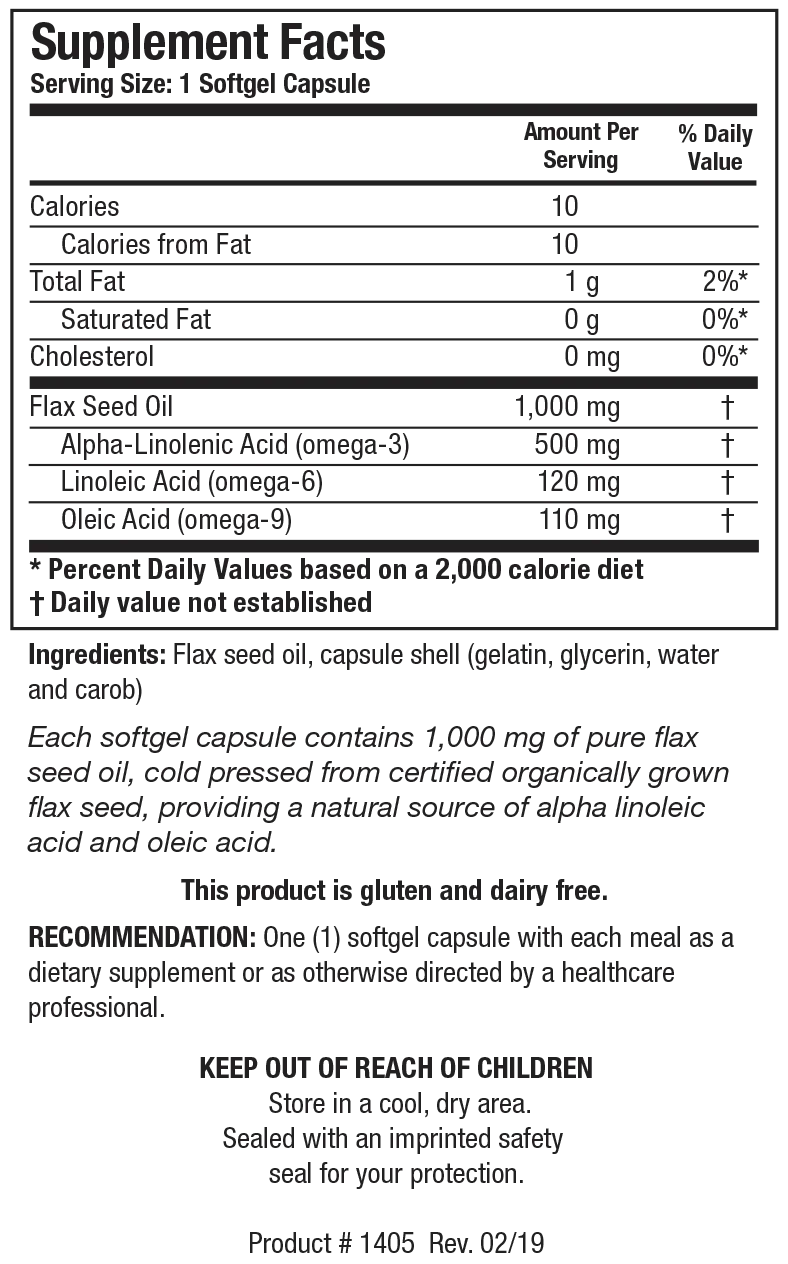 Flax Seed Oil Caps by Biotics Research Supplement Facts