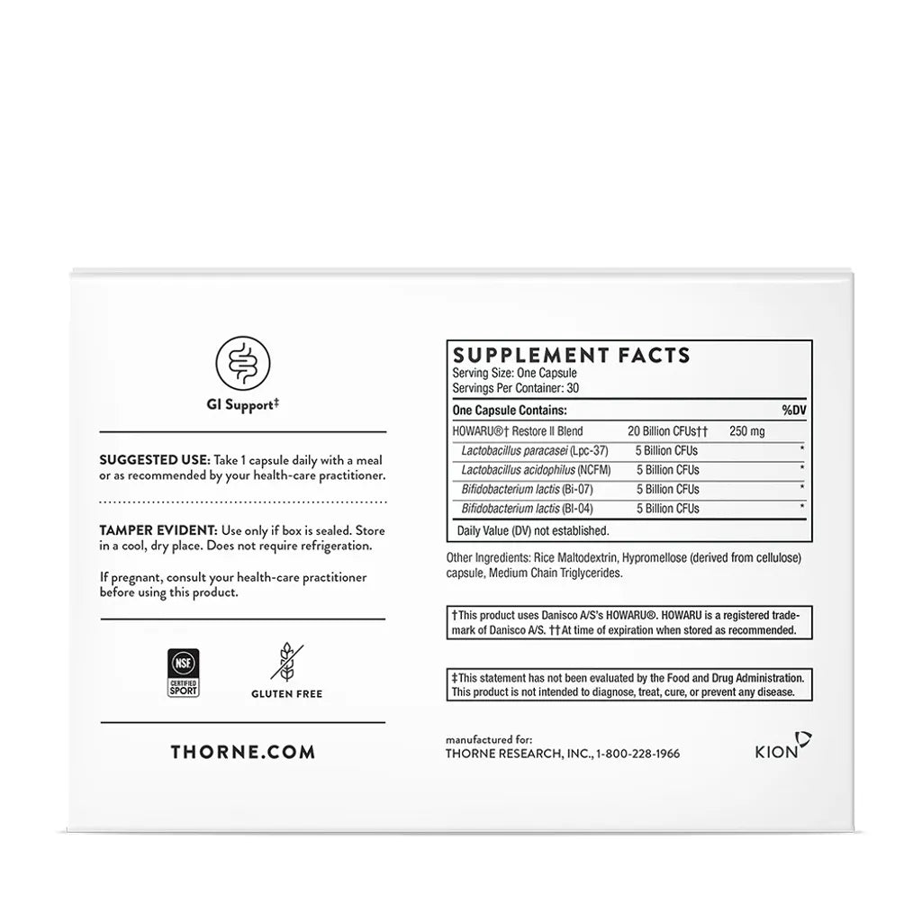 FloraSport 20B (Multi-Strain Probiotic) by Thorne Bottle Label