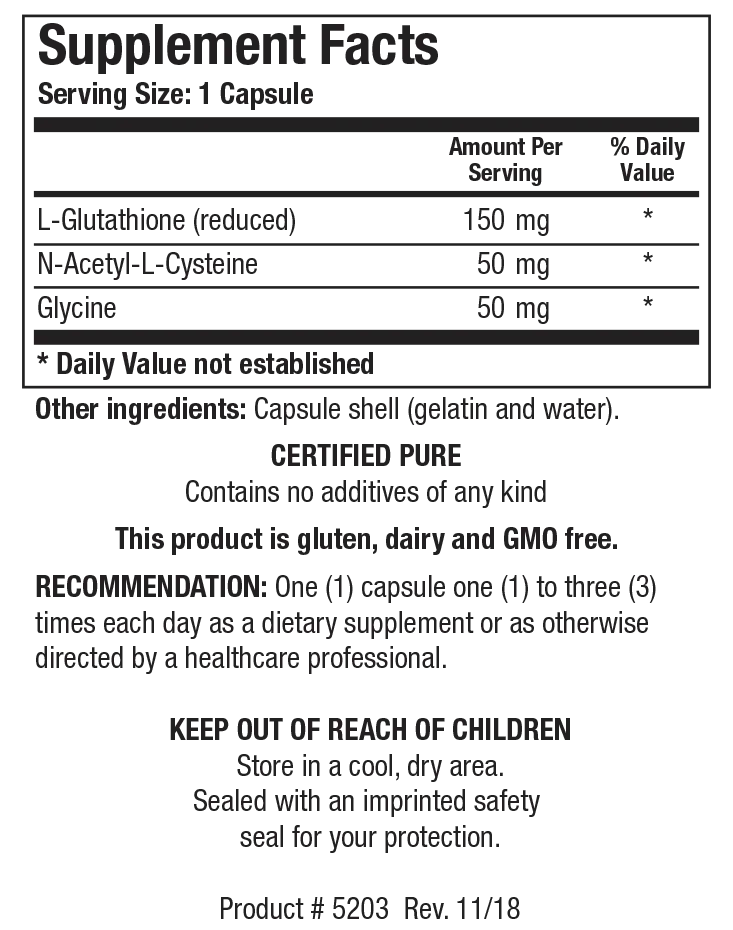 GSH-Plus by Biotics Research Supplement Facts