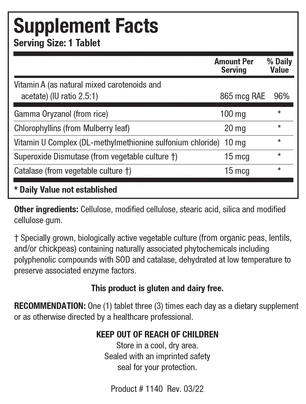Gastrazyme by Biotics Research Supplement Facts