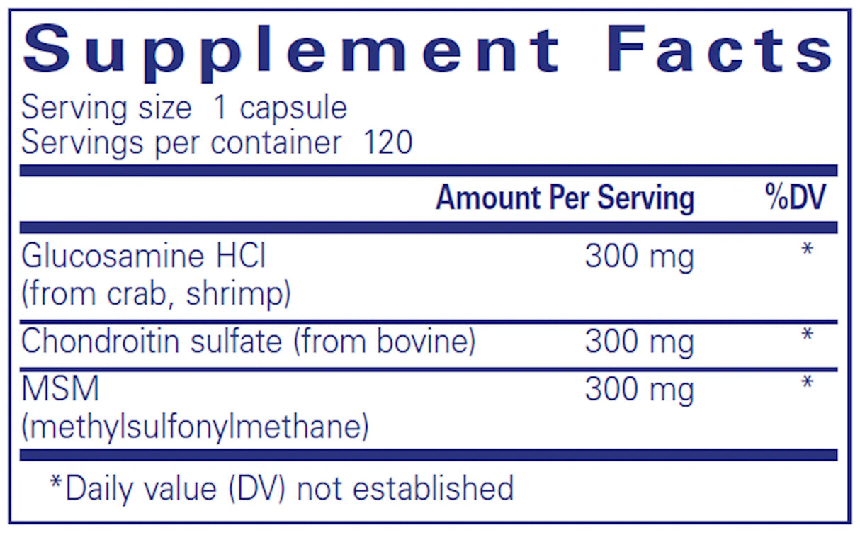 Glucosamine Chondroitin with MSM by Pure Encapsulations Supplement Facts