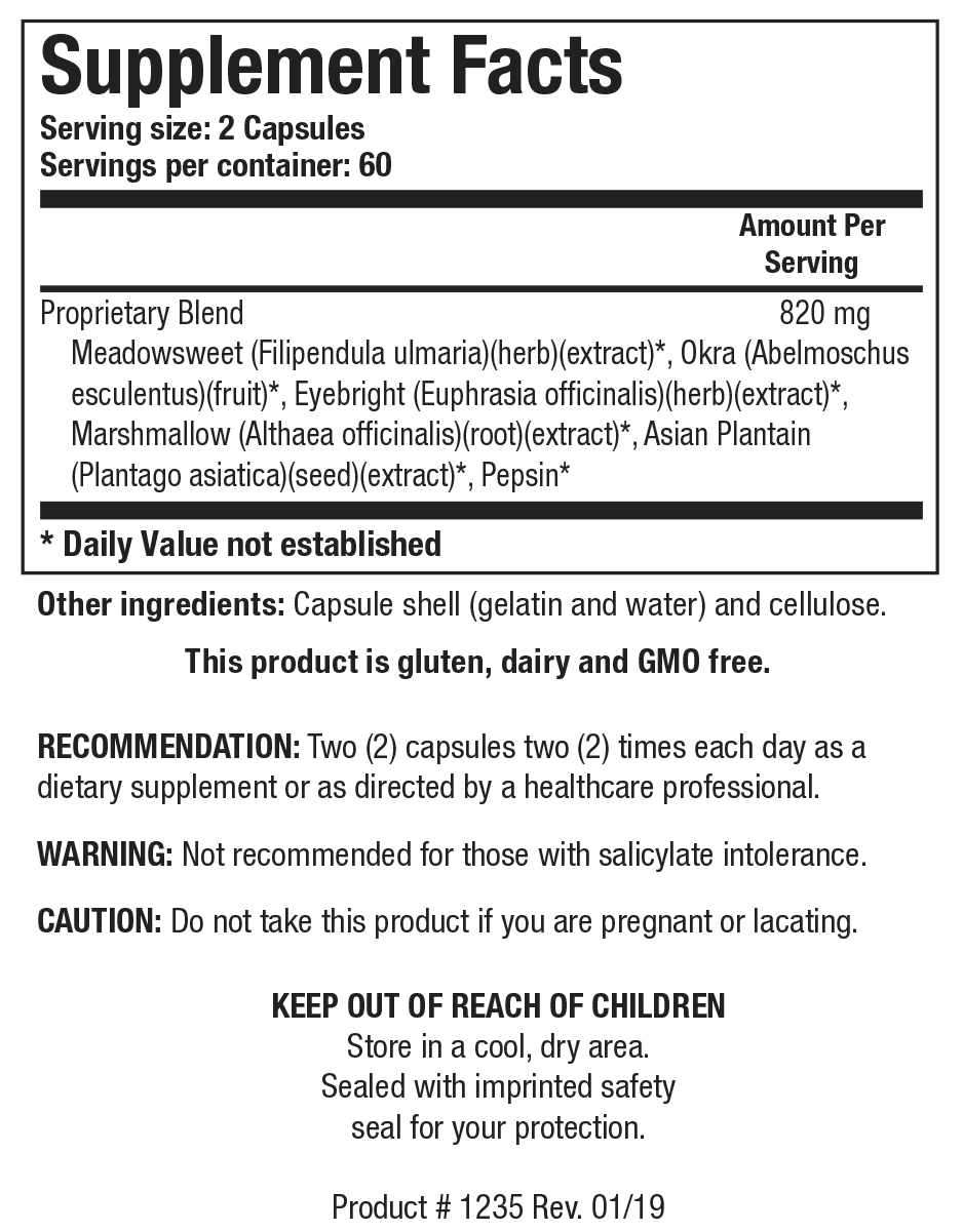 HCL Ease by Biotics Research Supplement Facts