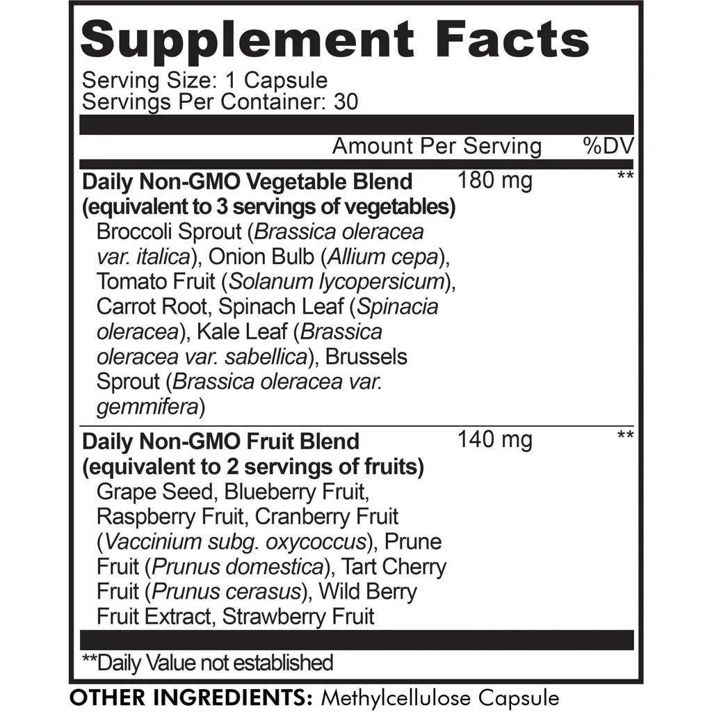 InstantFood Five a Day by Codeage Supplement Facts