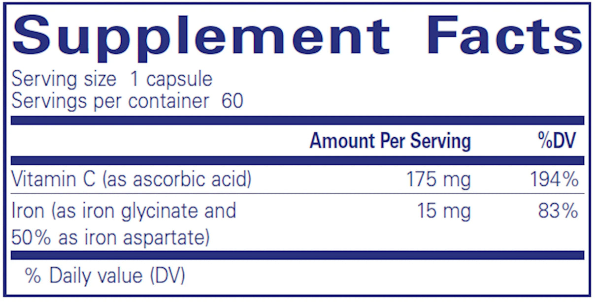 Iron-C by Pure Encapsulations Supplement Facts