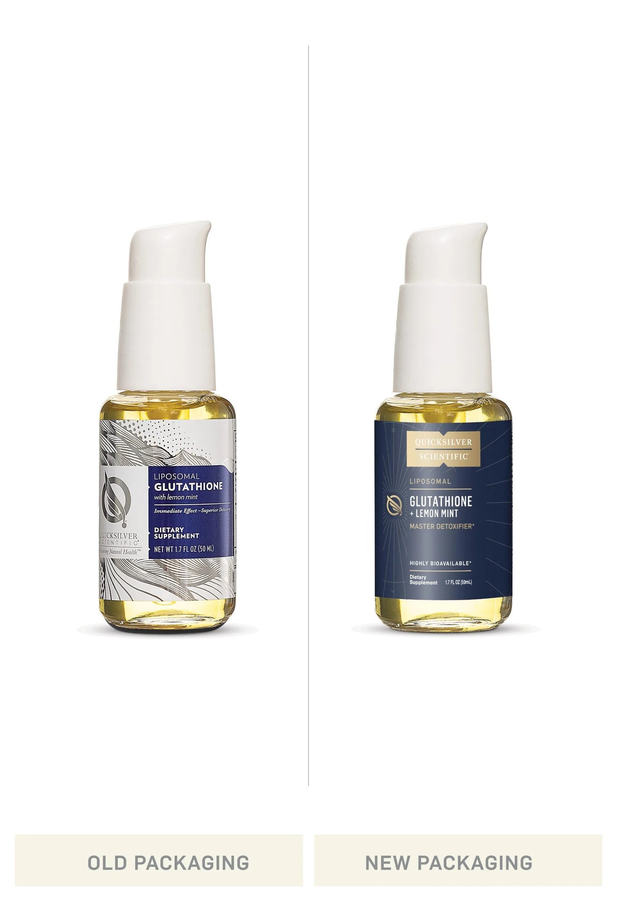 Glutathione + Lemon Mint by Quicksilver Scientific Old vs New Bottle Comparison