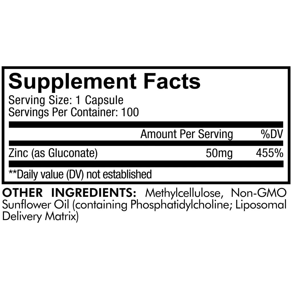 Liposomal Zinc 50 by Codeage Supplement Facts