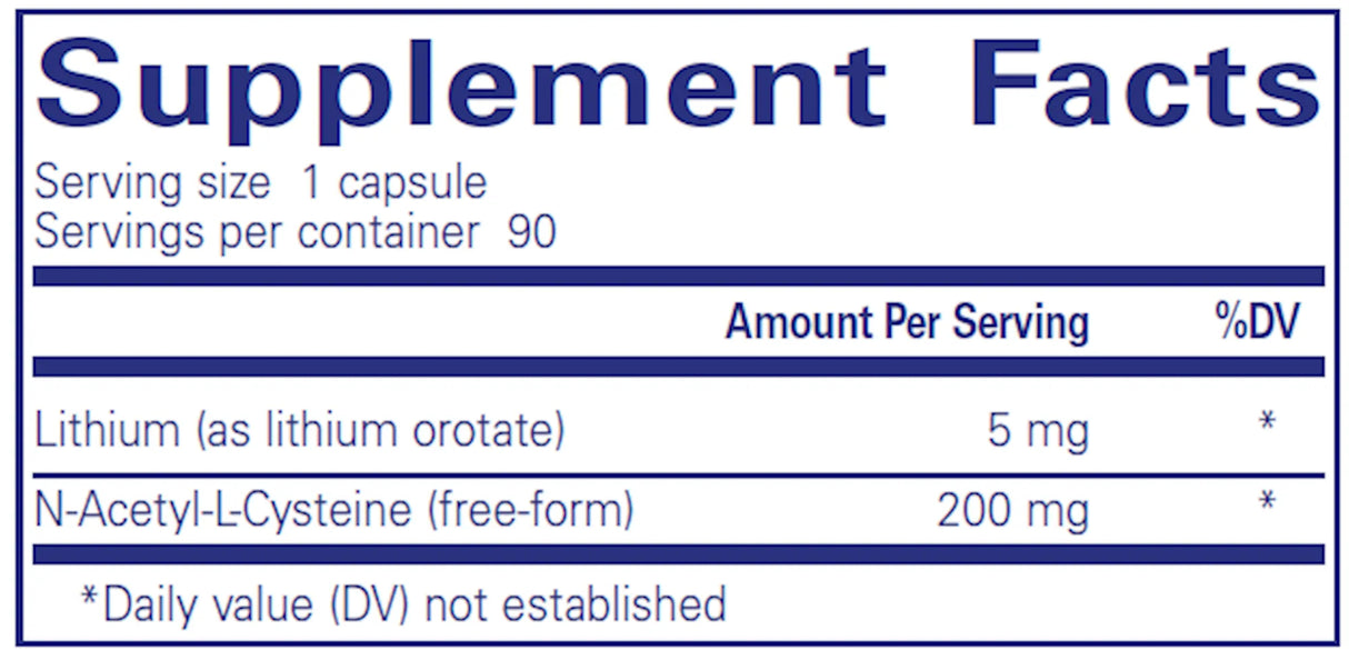 Lithium (orotate) 5mg by Pure Encapsulations Supplement Facts