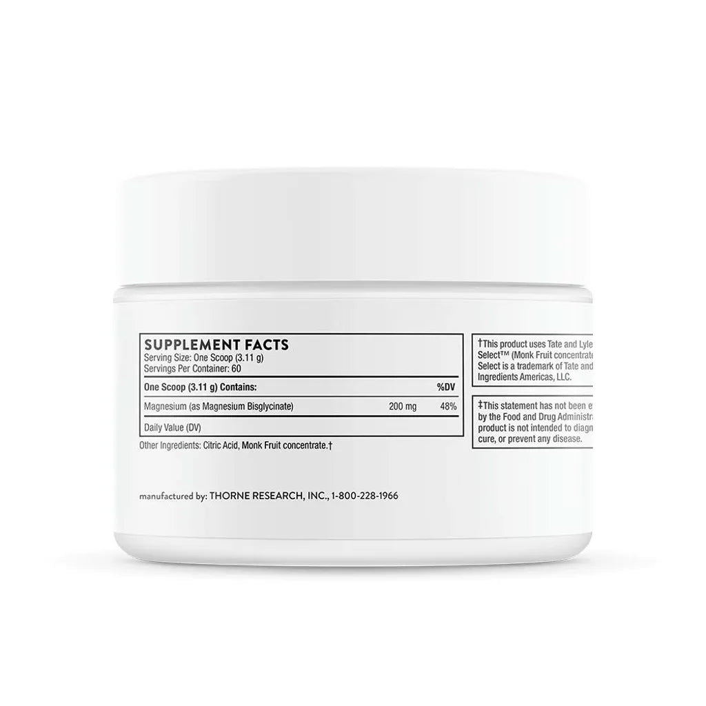 Magnesium Bisglycinate by Thorne Bottle Supplement Facts