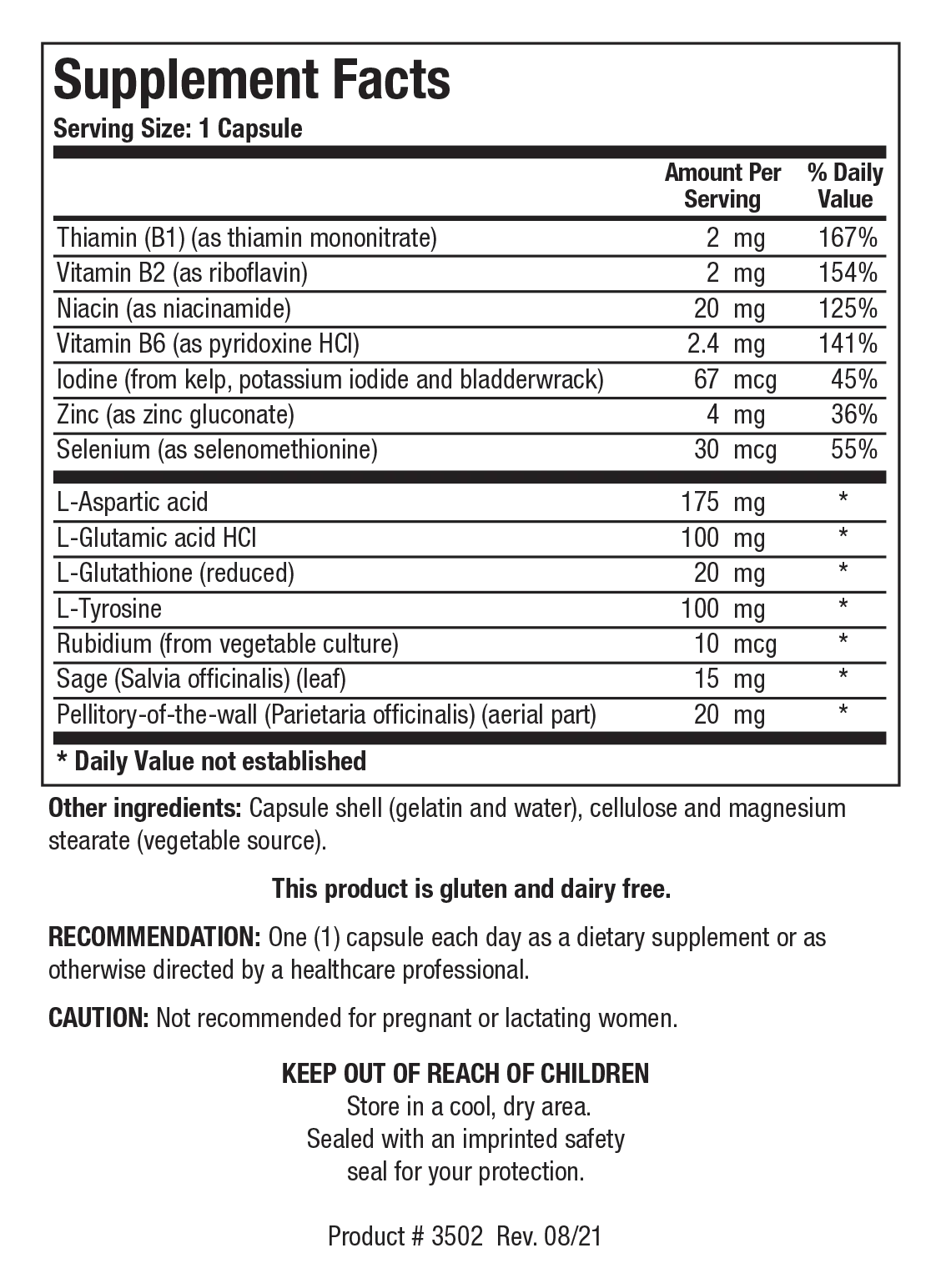 Meda-Stim by Biotics Research Supplement Facts