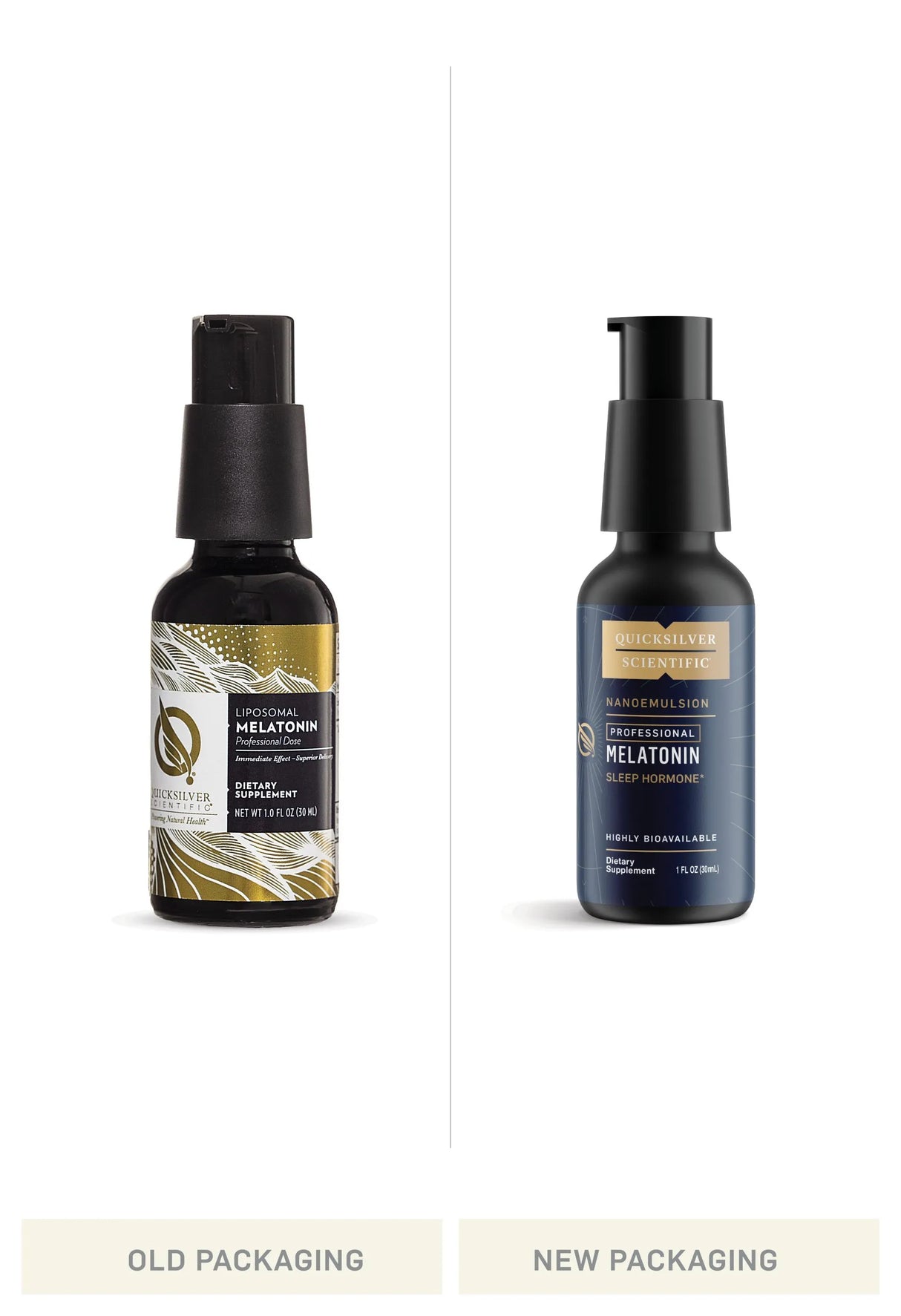 Melatonin Professional Dose by Quicksilver Scientific Old vs New Bottle Comparison