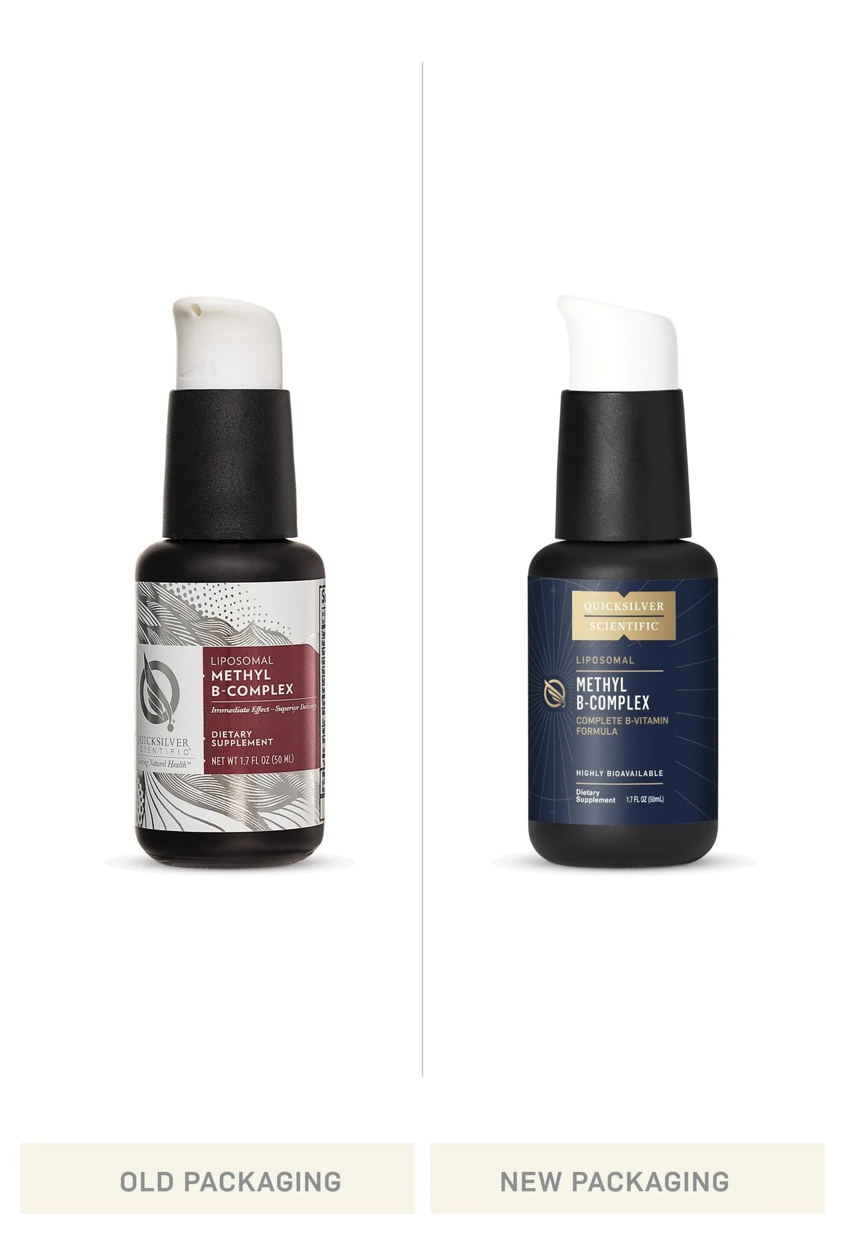 Methyl B-Complex by Quicksilver Scientific Old vs New Bottle Comparison