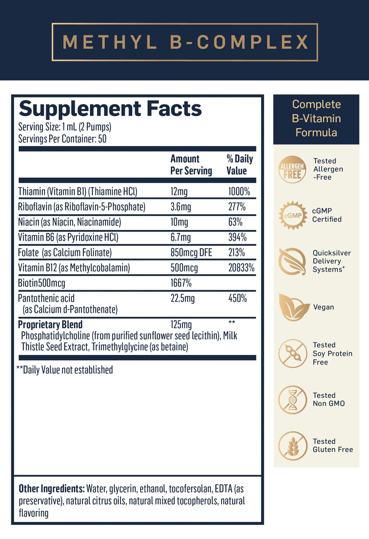 Methyl B-Complex by Quicksilver Scientific Supplement Facts