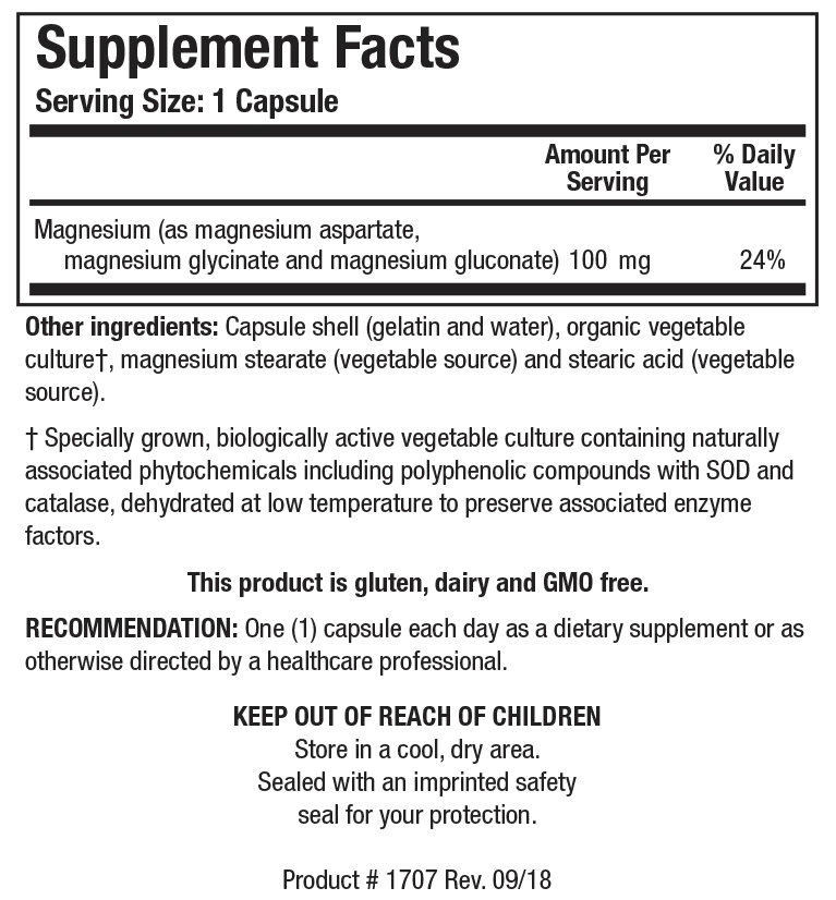 Mg-Zyme by Biotics Research Supplement Facts