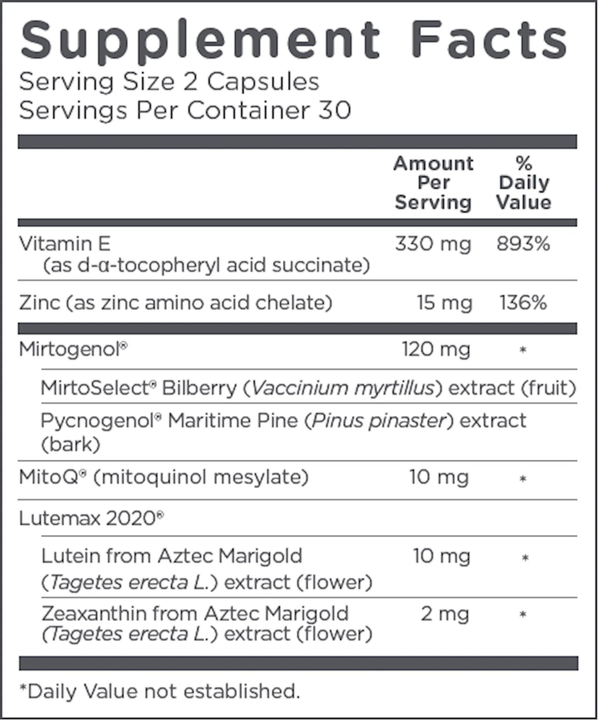 MitoQ Eye by MitoQ Supplement Facts