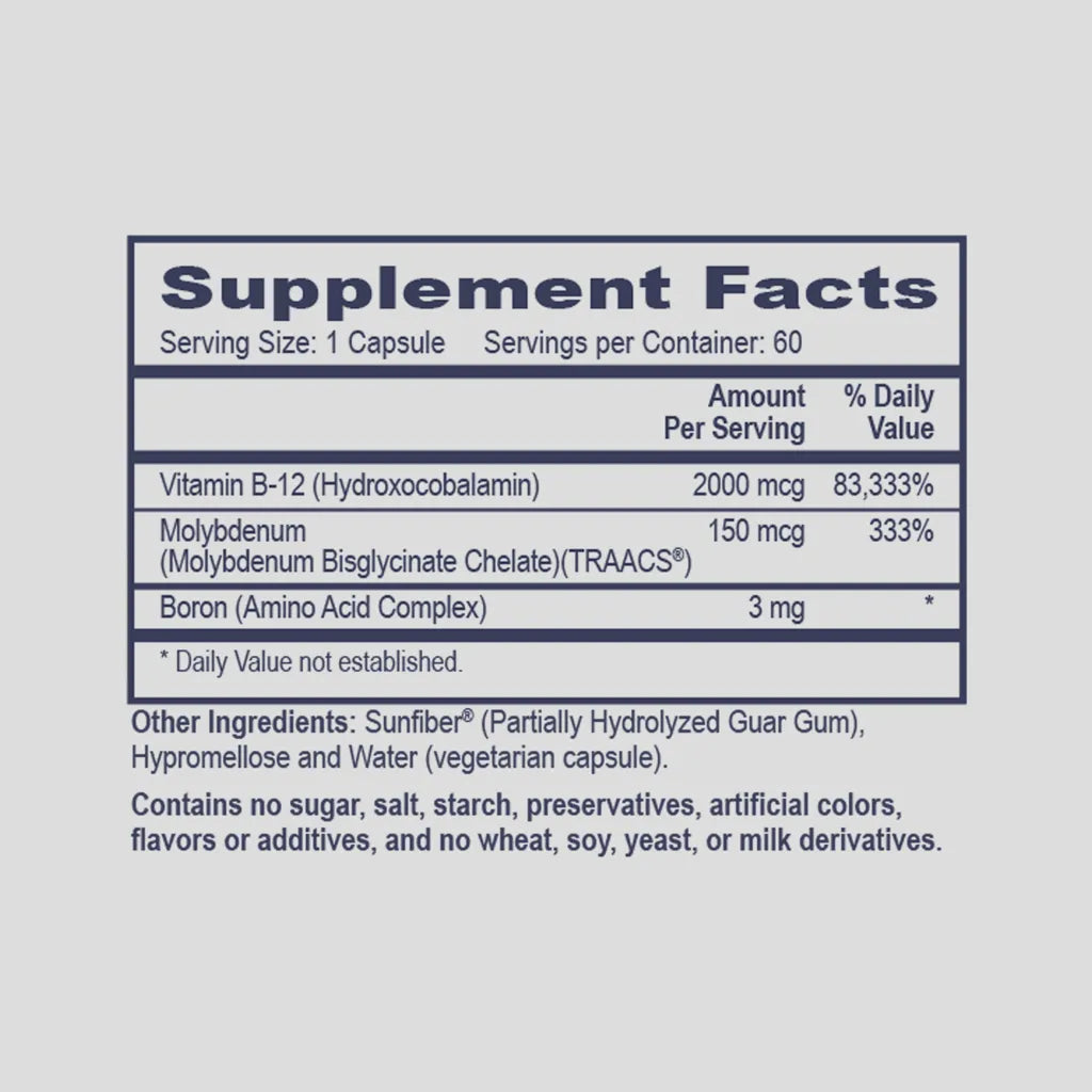 PRO SUOX (Molybdenum) by PHP/MethylGenetic Nutrition Supplement Facts