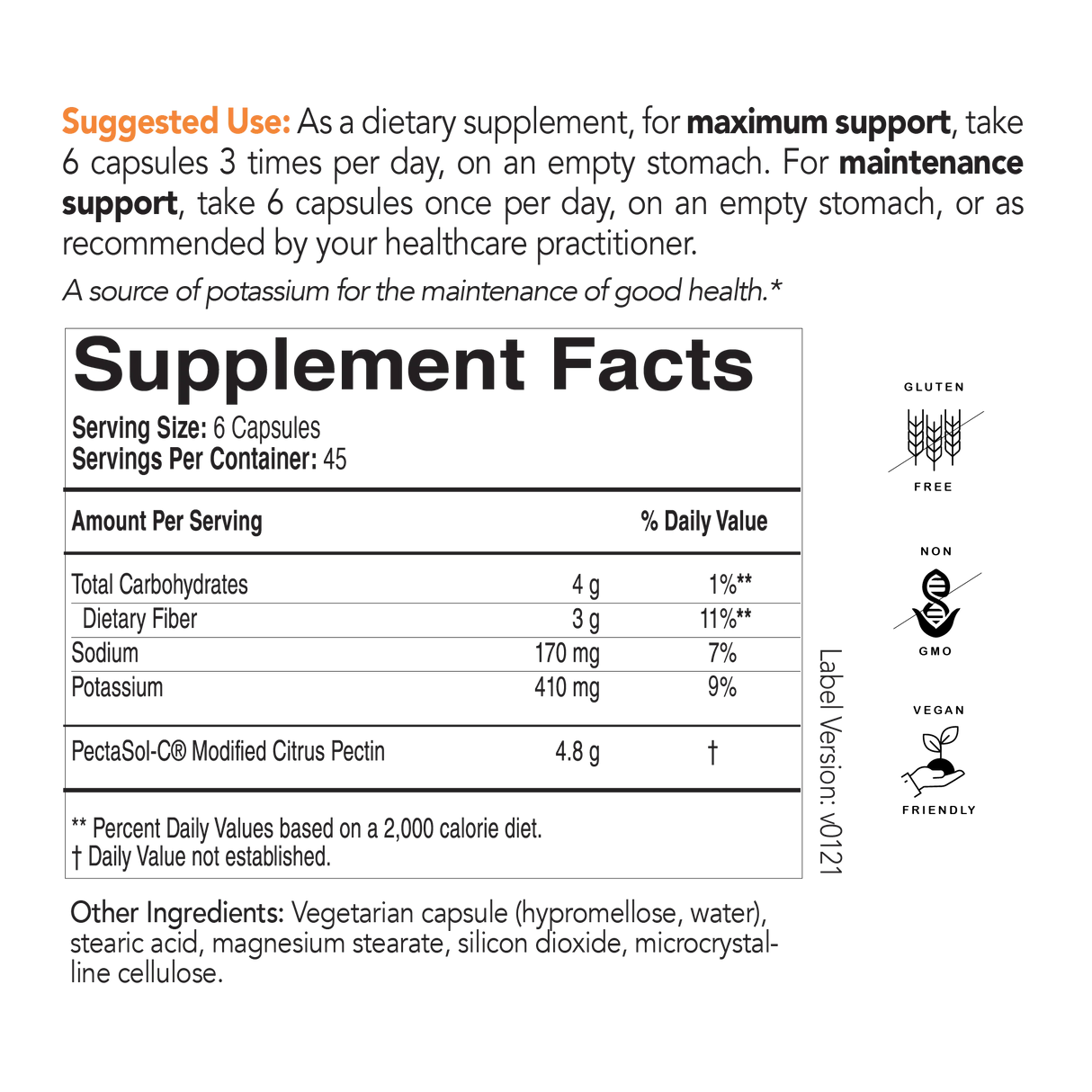 PectaSol-C Capsules by Researched Nutritionals Supplement Facts