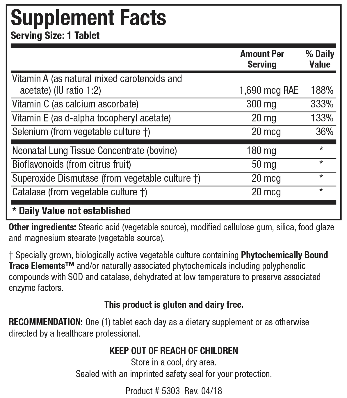 Pneuma-Zyme by Biotics Research Supplement Facts