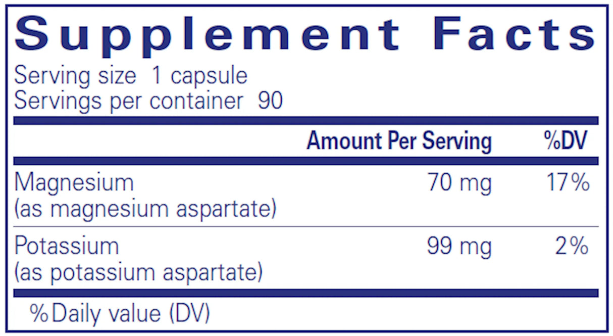 Potassium Magnesium (Aspartate) by Pure Encapsulations Supplement Facts