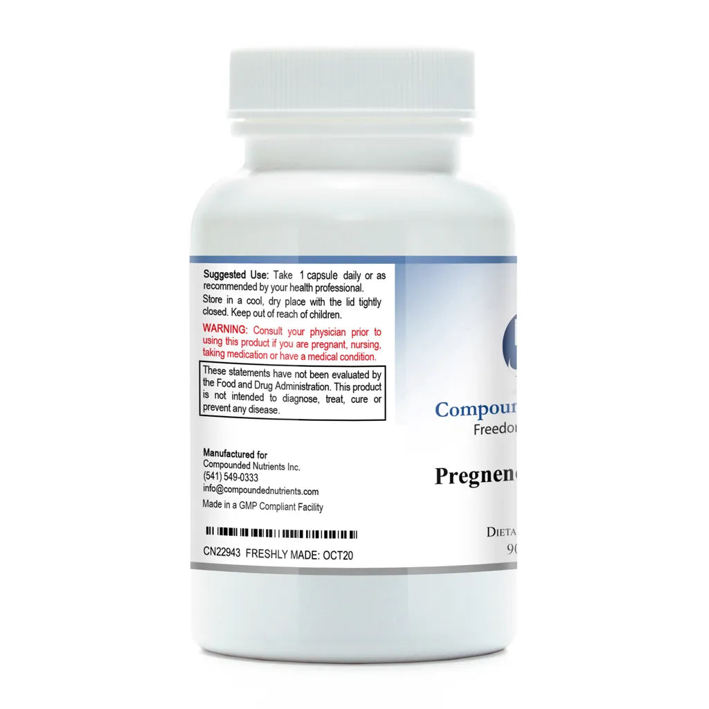 Pregnenolone 100 mg by Compounded Nutrients Label