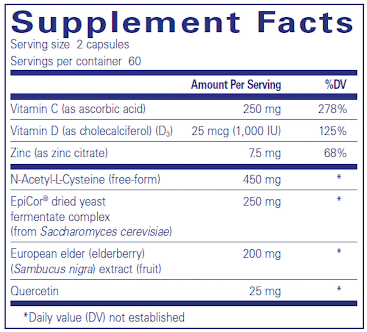PureDefense w/NAC by Pure Encapsulations Supplement Facts