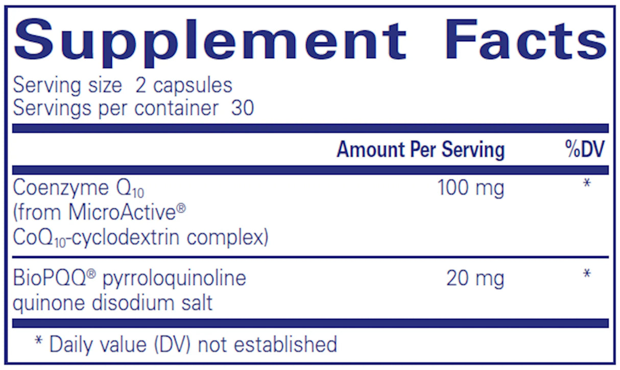 SR-CoQ10 with PQQ by Pure Encapsulations Supplement Facts