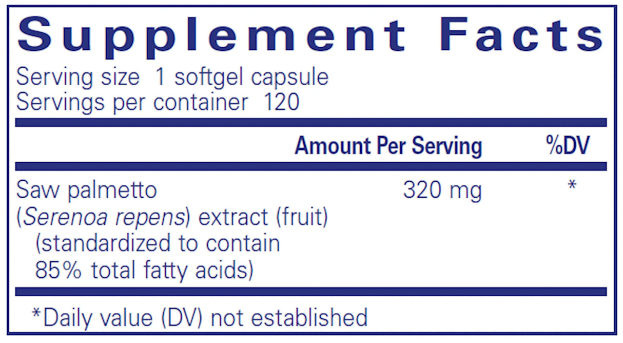 Saw Palmetto 320 by Pure Encapsulations Supplement Facts