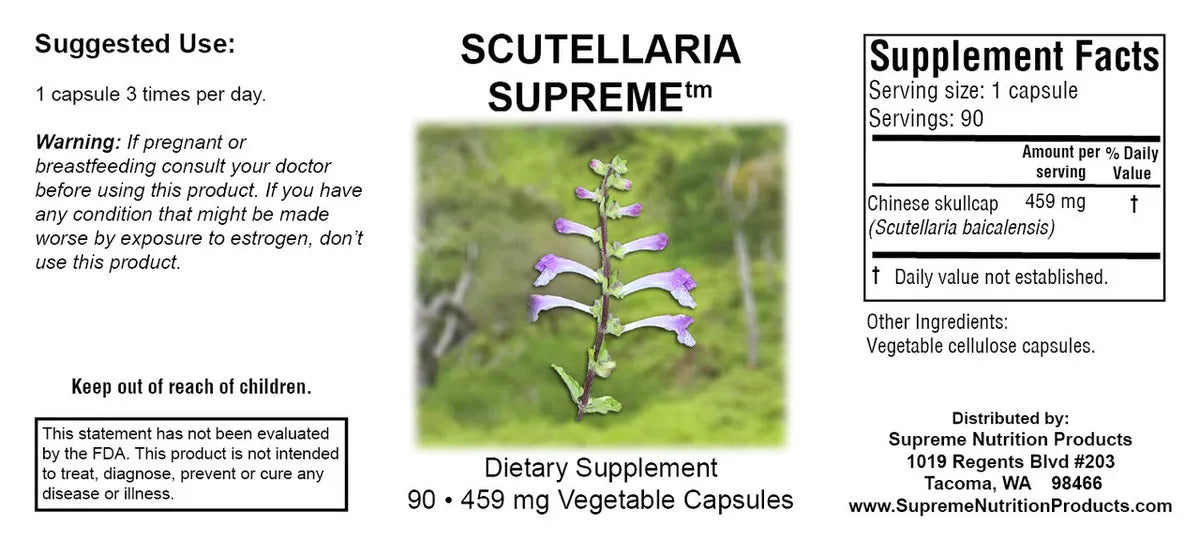 Scutellaria Supreme by Supreme Nutrition Supplement Facts
