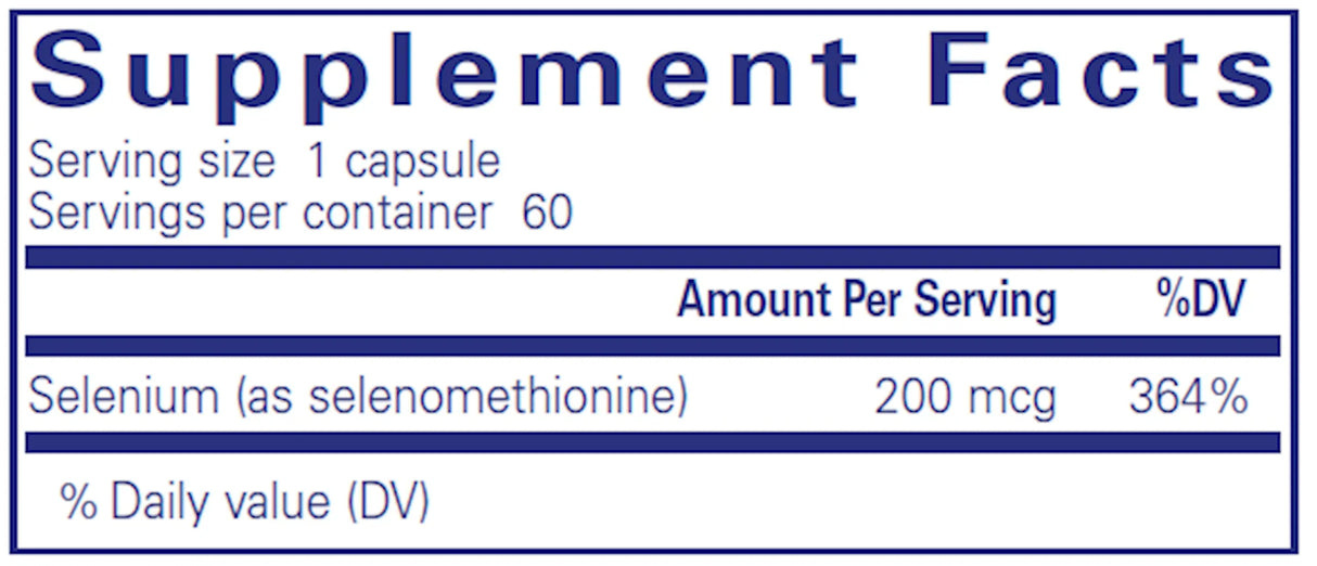Selenium (Selenomethionine) by Pure Encapsulations Supplement Facts
