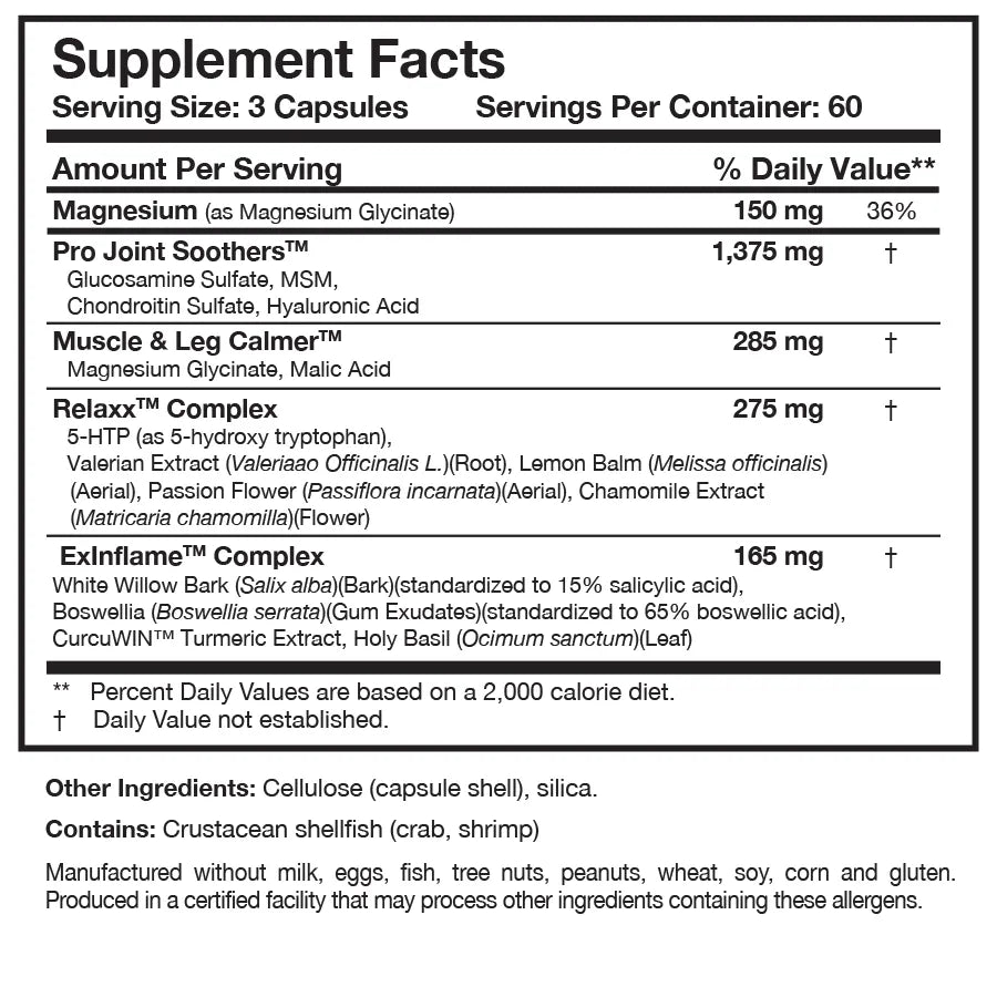 Soothe & Relaxx by Researched Nutritionals Supplement Facts