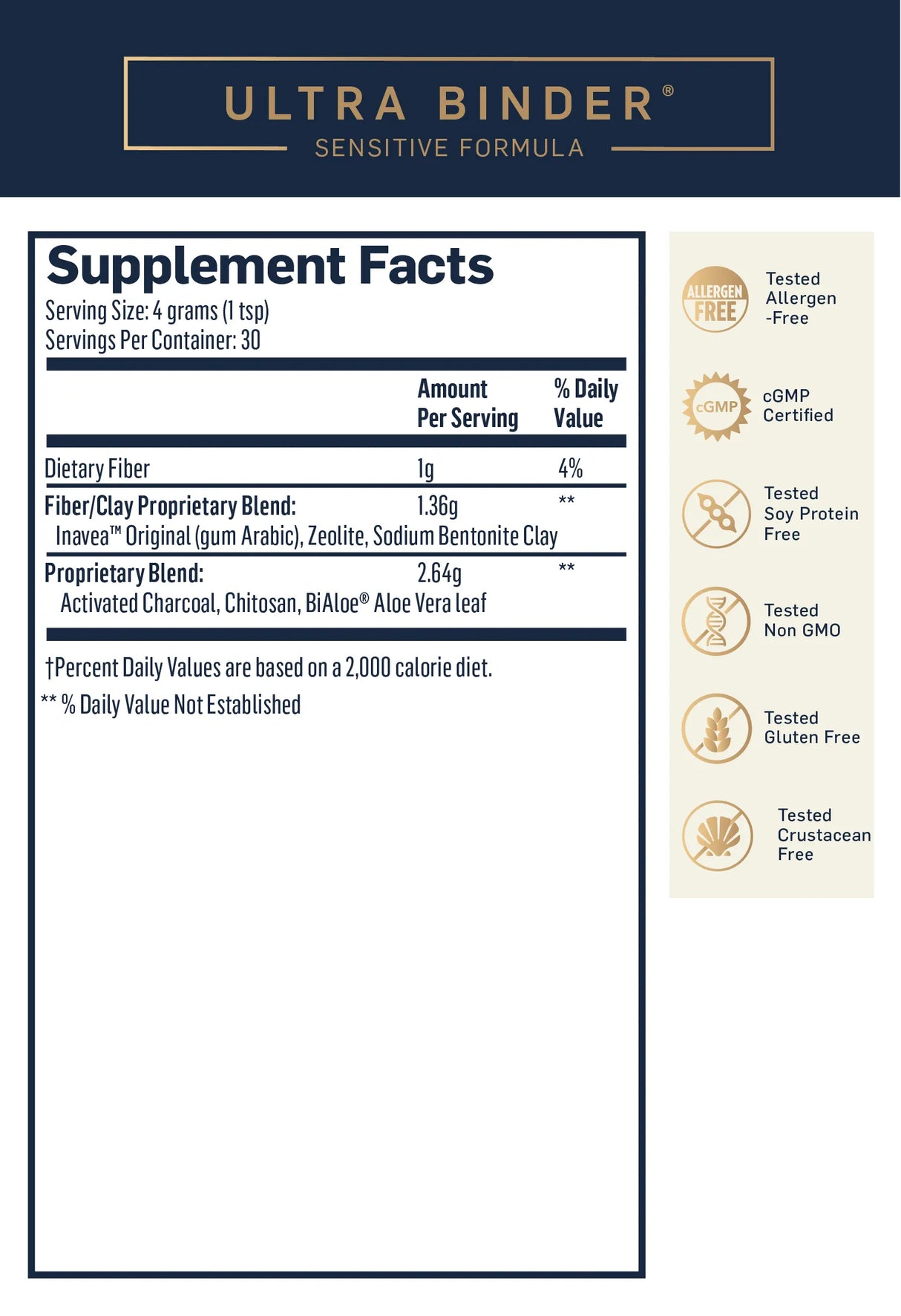 Ultra Binder Sensitive by Quicksilver Scientific Supplement Facts
