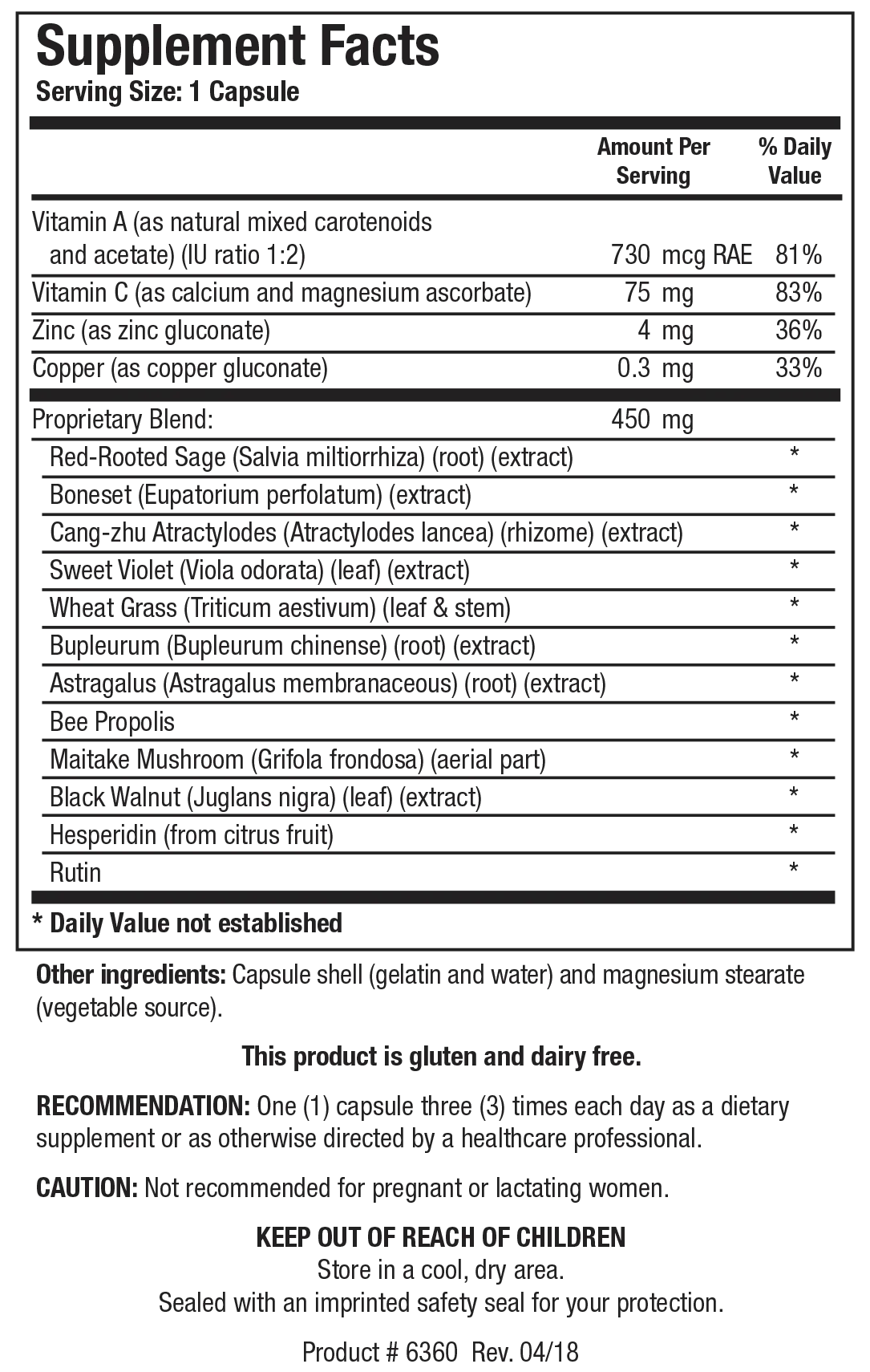 Ultra Vir-X by Biotics Research Supplement Facts