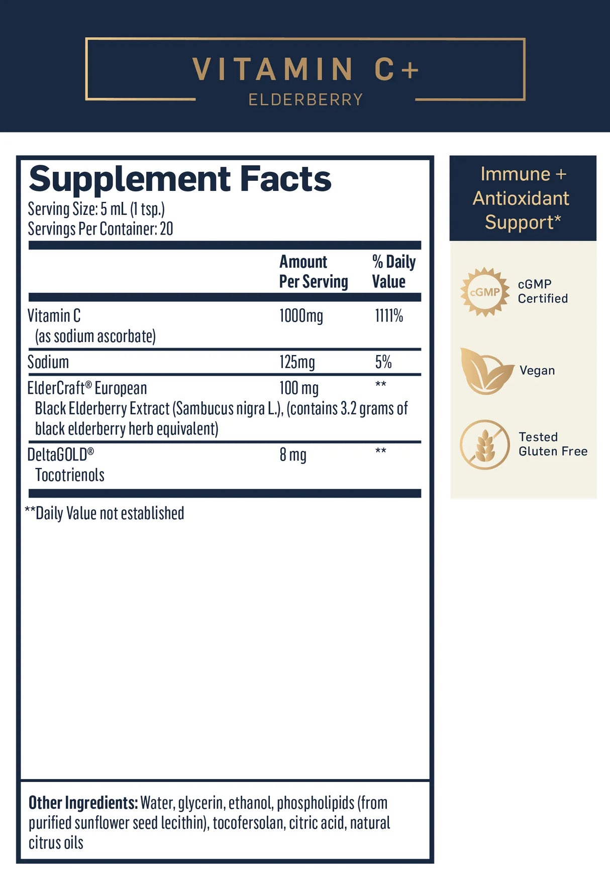 Vitamin C+ Elderberry by Quicksilver Scientific Supplement Facts