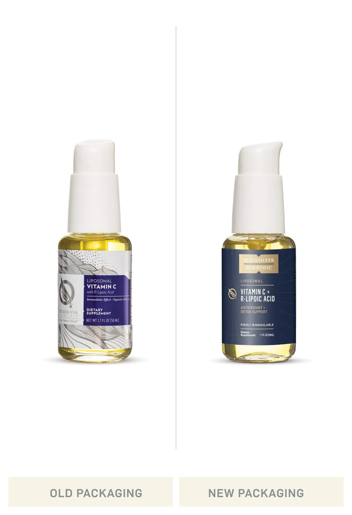 Vitamin C + R-Lipoic Acid by Quicksilver Scientific Old vs New Bottle Comparison