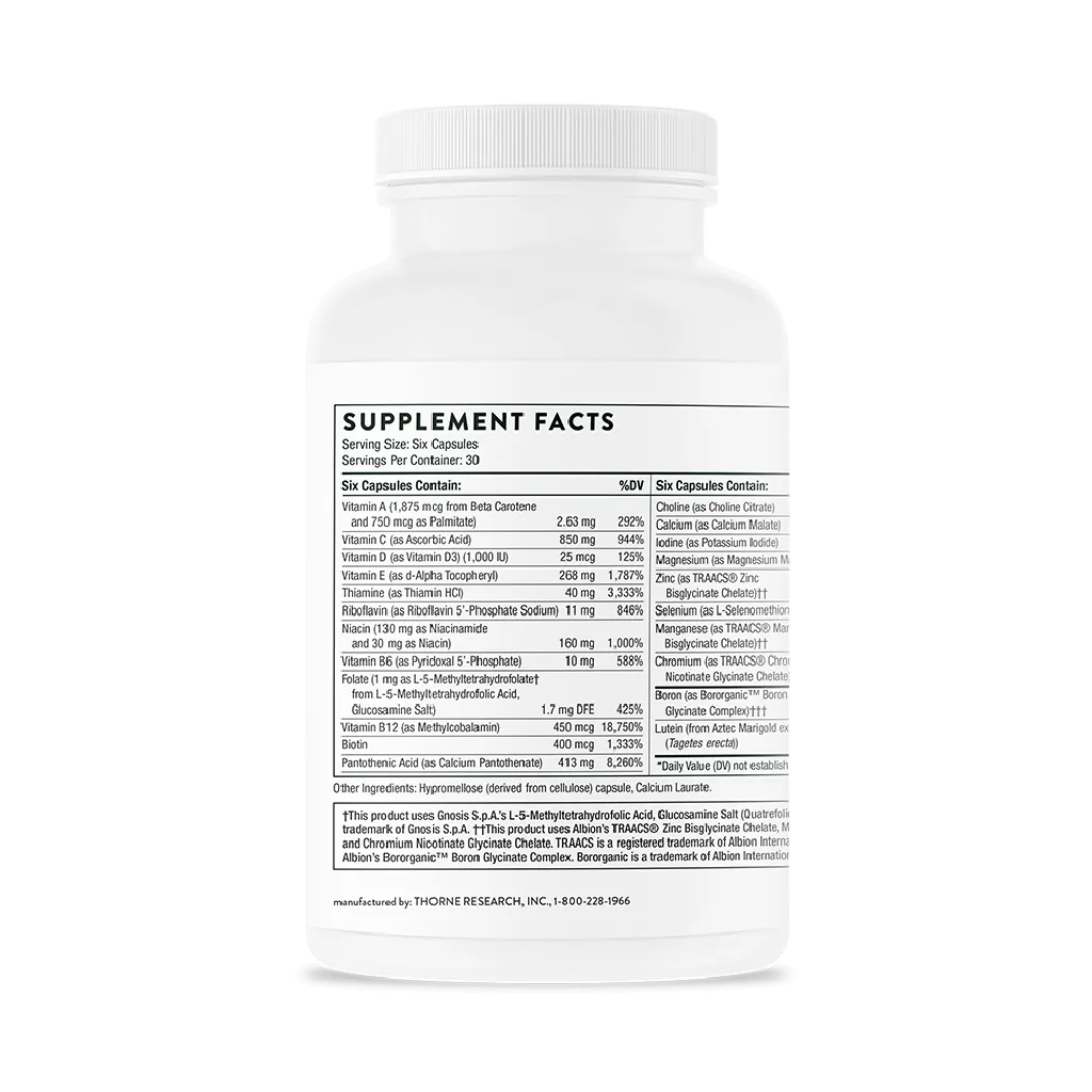 Women's Multi 50+ by Thorne Bottle Supplement Facts