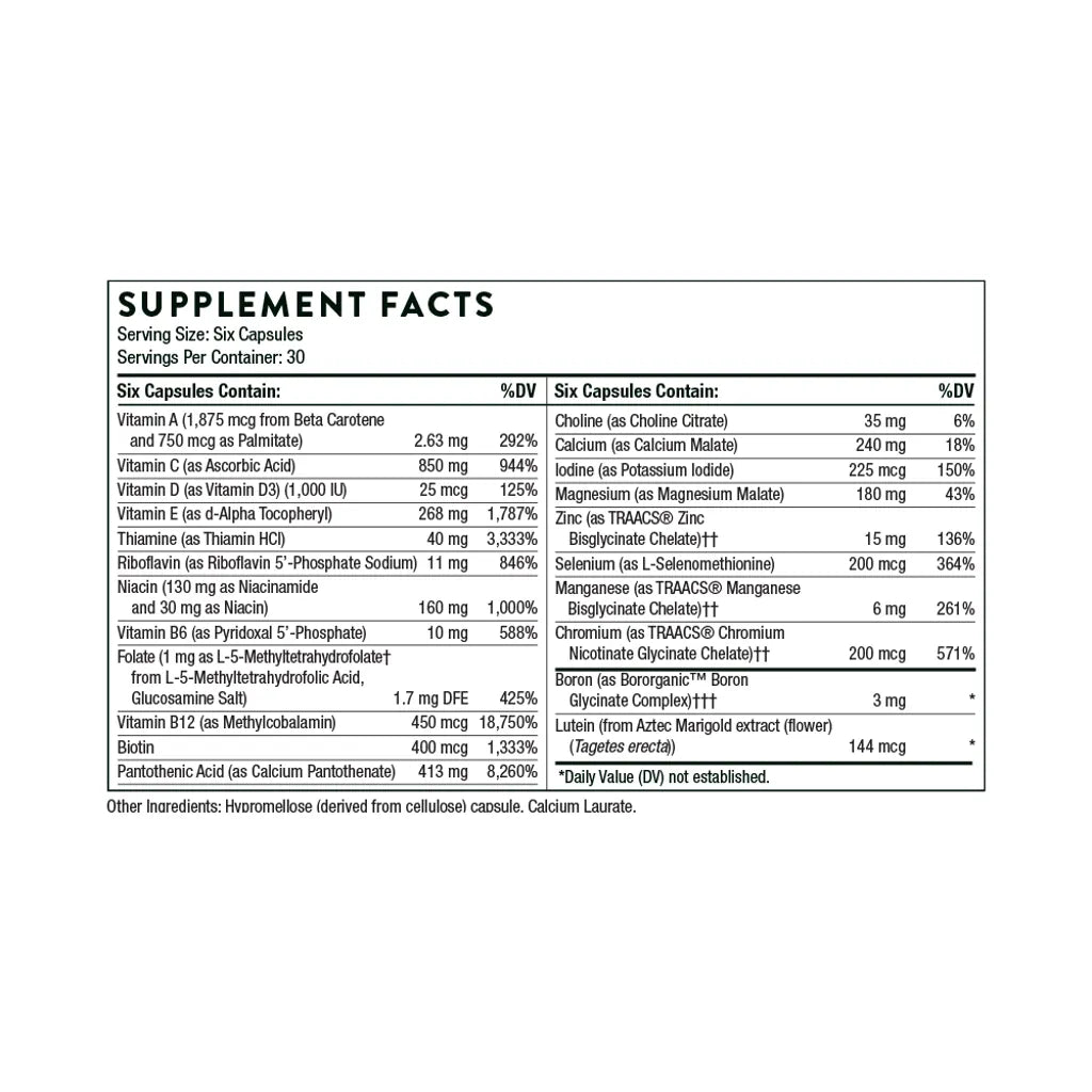 Women's Multi 50+ by Thorne Supplement Facts