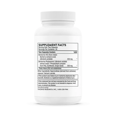 Berberine by Thorne Label Supplement Facts