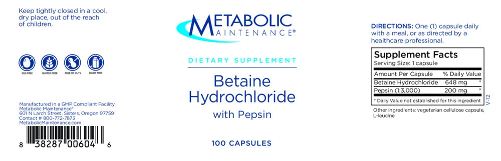 Betaine Hydrochloride with Pepsin