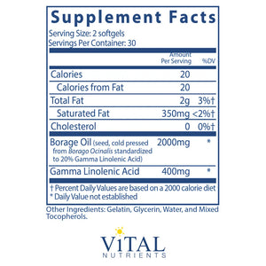 Borage Oil by Vital Nutrients Supplement Facts