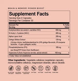 Brain & Memory Power Boost by Brain MD Supplement Facts
