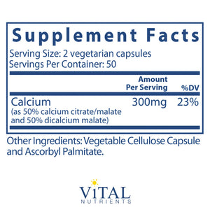 Calcium Citrate/Malate by Vital Nutrients Label Bottle