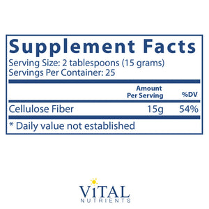 Cellulose Fiber by Vital Nutrients Supplement Facts