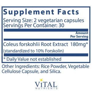 Coleus forskolli by Vital Nutrients Supplement Facts