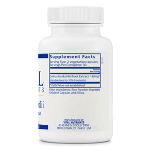 Coleus forskolli by Vital Nutrients Supplement Facts Bottle