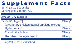 Collagen Type II by Klaire Labs Supplement Facts