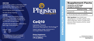 CoQ10 Liposome by Physica Energetics Supplement Facts