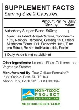 CytoPhagy by True Cellular Supplement Facts